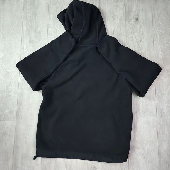 Nike Fleece Pullover Hoodie Cozy Drawstring Bottom Black White Sweatshirt Warm S - Picture 6 of 6